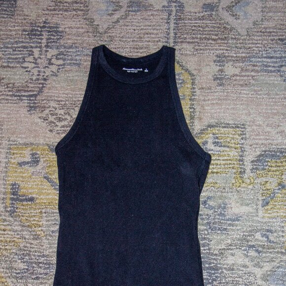 Black Ribbed Racerback Bodysuit, Abercrombie & Fitch, Size L - Picture 7 of 7